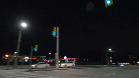 POV driving plate dark empty streets during COVID pandemic lockdown Video stock 147941368