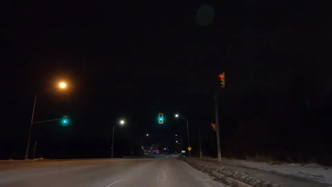 POV driving plate dark empty streets during COVID pandemic recession Видео 147942097