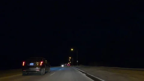 POV driving plate on dark empty streets during COVID recession lockdown Vídeo Stock 147946082