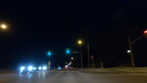POV driving plate on dark empty streets during COVID recession lockdown Vídeo Stock 147946765