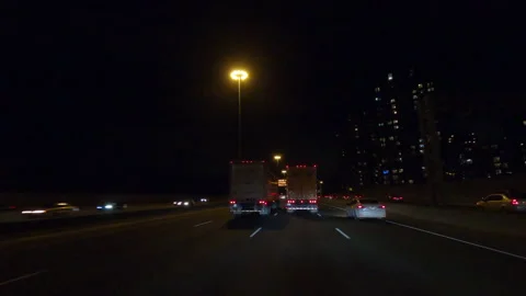 POV driving plate roads and highways on dark night 動画素材 150081053