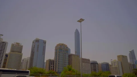 Pov driving plate side view with a view of The skyscraper building Stock-Footage 104963874