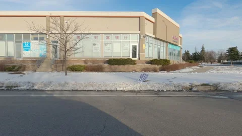 POV driving plate side view suburban areas near Toronto Canada Stockbeeldmateriaal 146352017