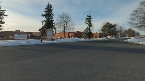 POV driving plate side view suburban areas near Toronto Canada 스톡 동영상 146353194