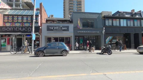 POV driving plate side view downtown Toronto city streets Stock Footage 150794792