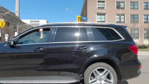 POV driving plate side view downtown Toronto city streets Видео 150796245