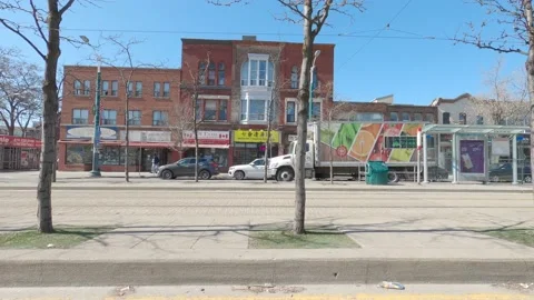 POV driving plate side view downtown Toronto city streets Stock Footage 150802964