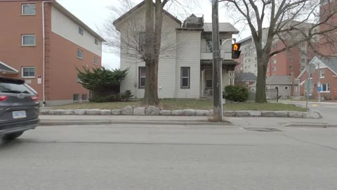 POV driving plate side view suburban city area landscape Video stock 151128974