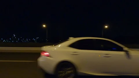 POV driving plate side view on a very dark night Stock Footage 154223974
