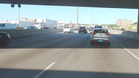 POV driving plate slow rish hour traffic on highway Stock-Footage 155525380