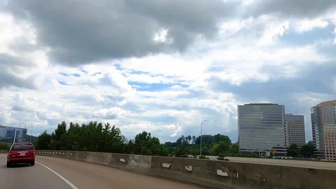 POV driving on the ramp to interstate 285 Stock Footage 142908818