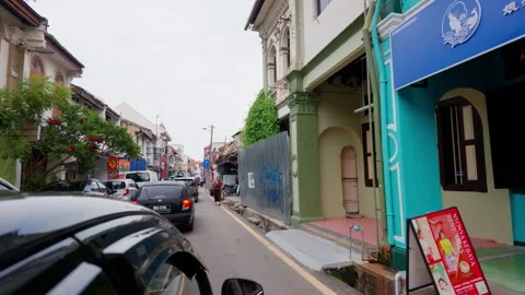 POV Driving Shot Down Lorong Hang Jebat in Melaka Stock-Footage 345129006