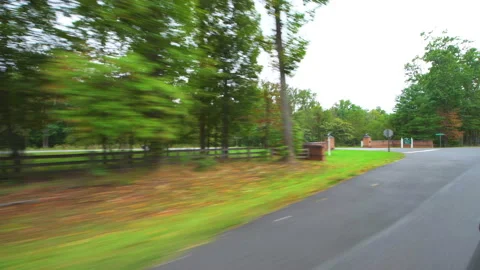 Pov driving side view by James Monroe Montpelier residence house, Virginia Stock Footage 178970244