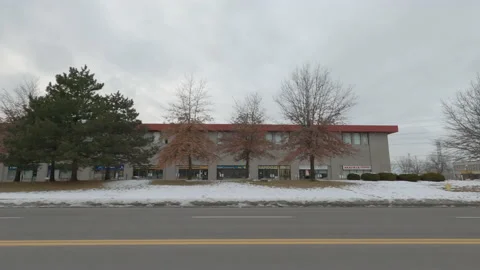 POV driving side view suburbs and suburban landscape outside city Vidéo 146475292