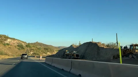 POV Driving Through Construction of Expansion I-17 highway near Anthem, Arizona Video stock 244507623