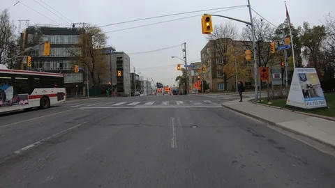 POV driving through road construction on city streets Stock Footage 98444737