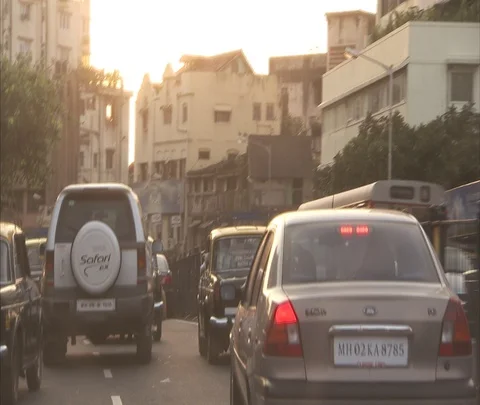 POV driving through slow moving traffic in Mumbai Stock Footage 86742090