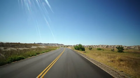 POV driving time lapse through the Bad Lands Video stock 3839097