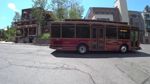 POV Driving Trolly passing by in front of vehicle Stock Footage 78249074