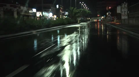 POV Driving on wet road in City of Catania after rain. Italy, Southern Europe. Video stock 43183053