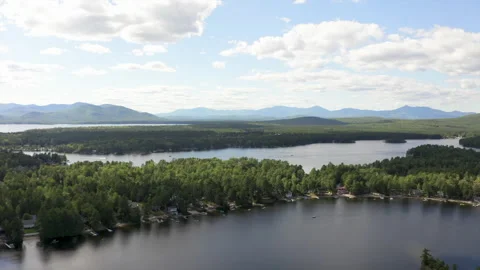 POV Drone Aerial View Of Multiple Lakes in the Distance 库存影片 142598572