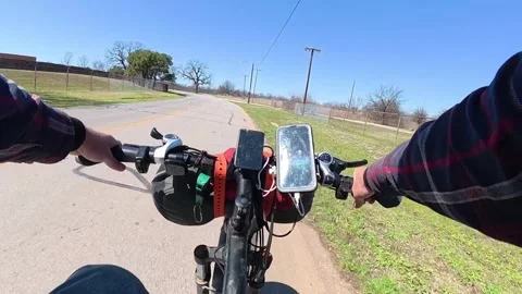 POV E-Bike Ride Through Rural Texas Countryside Near Wichita Falls Stock Footage 334323372