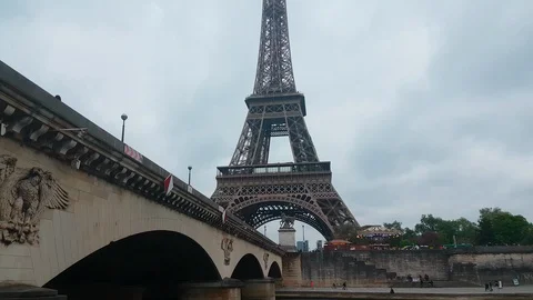 POV of Eiffel Tower from river seine in Paris France 4K 3of3 Stock Footage 89393543