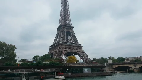 POV of Eiffel Tower from river seine in Paris France 4K 1of3 Stock Footage 89393790