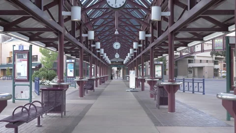 POV of empty bus stop in early morning, abandoned city place Stock Footage 208788351