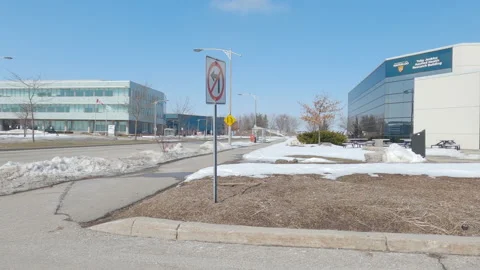 POV empty city streets and office buildings during work from home in COVID 19 動画素材 149903207