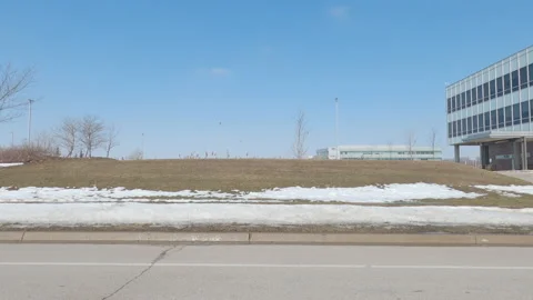 POV empty city streets and office buildings during work from home in COVID 19 Stockbeeldmateriaal 149905169