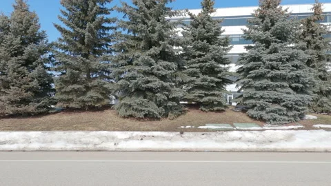 POV empty city streets and office buildings during work from home in COVID 19 Видео 149905651