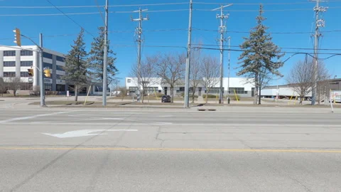 POV empty city streets and office buildings during work from home in COVID 19 Видео 150470561