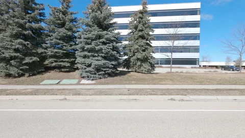 POV empty city streets and office buildings during work from home in COVID 19 Stock Footage 150497847