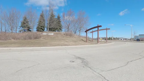POV empty city streets during COVID 19 pandemic lockdown in Waterloo Canada Видео 150499790