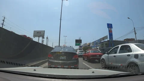 Pov fast camera driving with traffic on the north panamericana highway Stock Footage 147469077