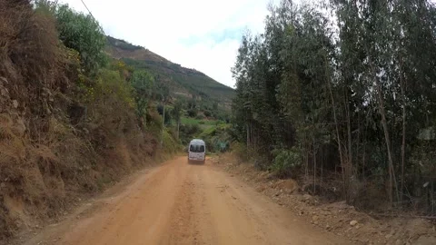 Pov fast camera to the Paron lagoon, Huaraz by car on the dirt road between Video stock 164494791