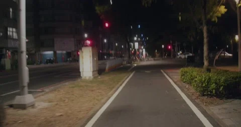 POV Fast Running Down Dark Empty Street At Night Stock Footage 231178082