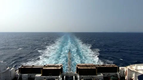 POV from a ferry looking backwards Stock Footage 282398729