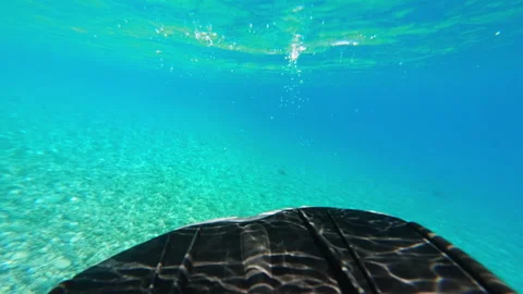 POV of a fin moving in the sea Stock Footage 313826565