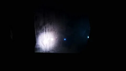 Pov first person view inside a curtained road trip bus at night with blackout 스톡 동영상 164623755
