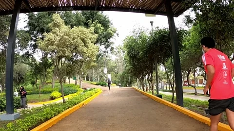POV first person view running through the municipality of surco and loma 库存影片 159629320