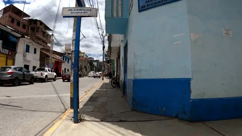Pov first person view running through the streets of Huaras in fast motion Stock Footage 164552446