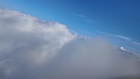 POV: Flying Into an Endless Layer of Clouds in a Left Turn. An Immersive Stock Footage 344098152
