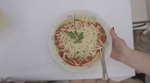 POV food - serving spaghetti Stock Footage 54060079