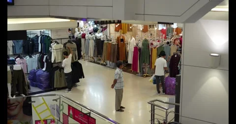 POV footage of  using escalator to going up at the mall Stock Footage 305590922