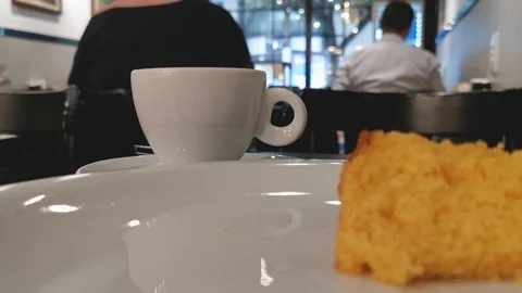 POV. Fork picks corn cake in close up. Selective focus, blurred background. Stock Footage 127161670