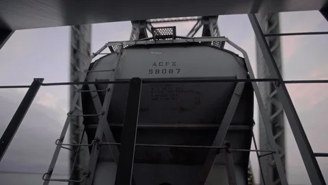 POV of freight train passing over a steel bridge in Louisiana, USA Stock Footage 127726274