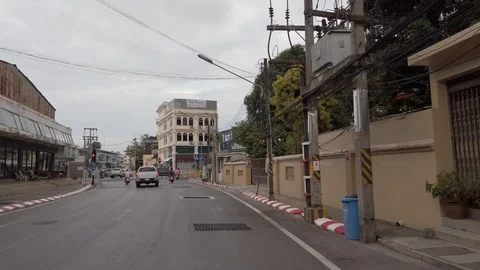 POV from the front of car while on the local heritage street road Stock Footage 129326333