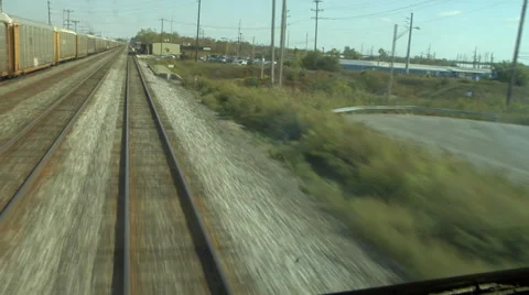 POV from Front of Train Stock Footage 62786576